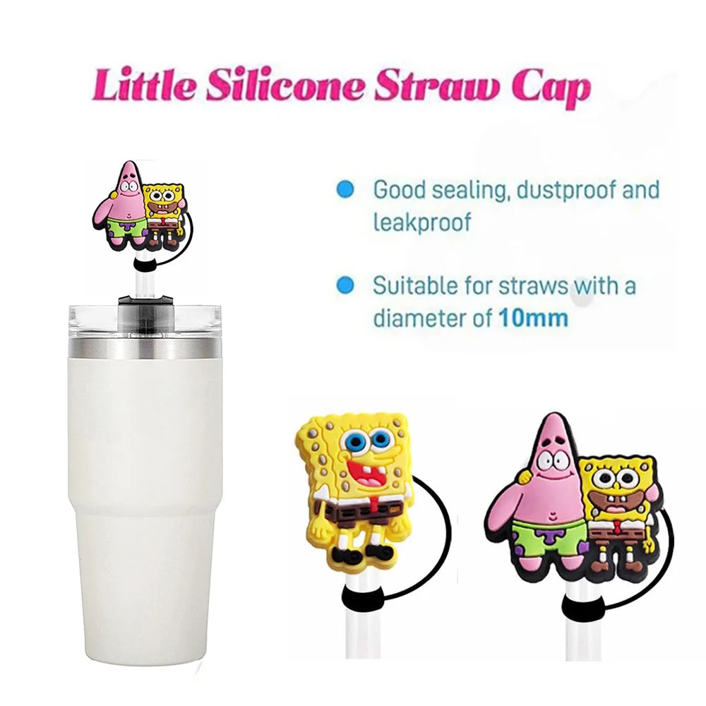 10-20pcs MINISO Cartoon Straw Covers - 10mm, Reusable, Splash Proof