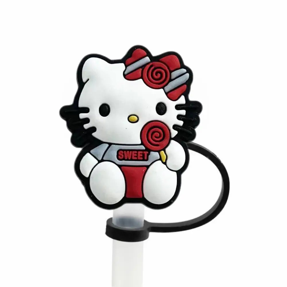 Hello Kitty Straw Cover Cap - 10MM Reusable Silica Gel Plug