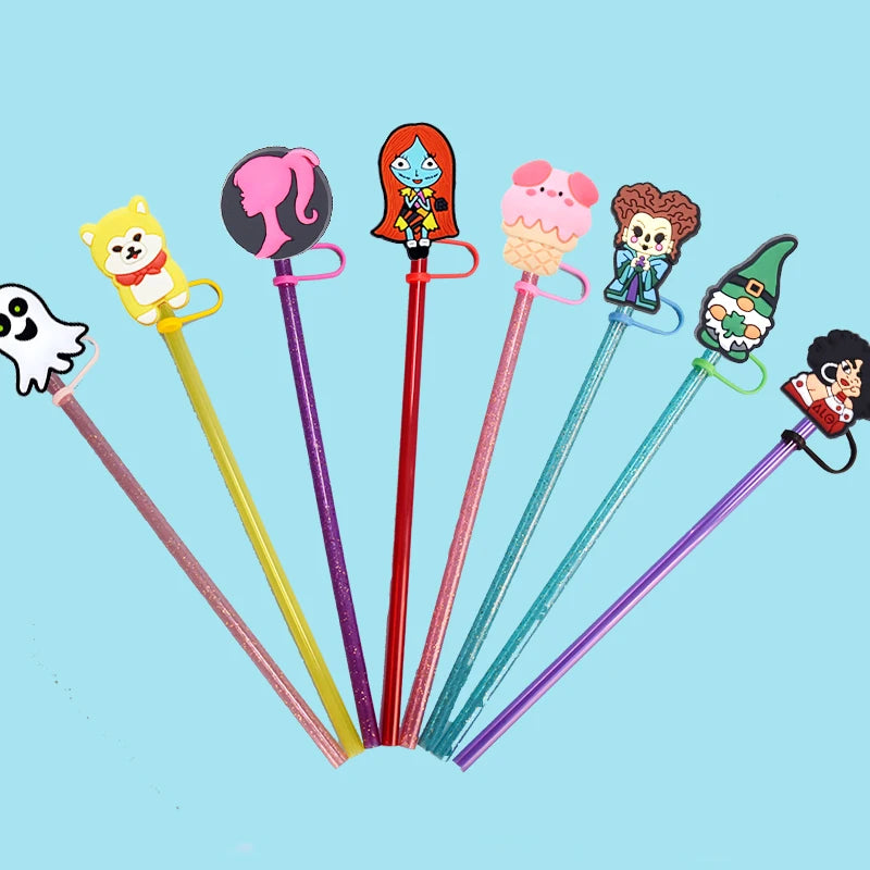 1pc Fast Food Candy PVC Straw Topper - Snack, Ice Cream, Juice, Bread Charms