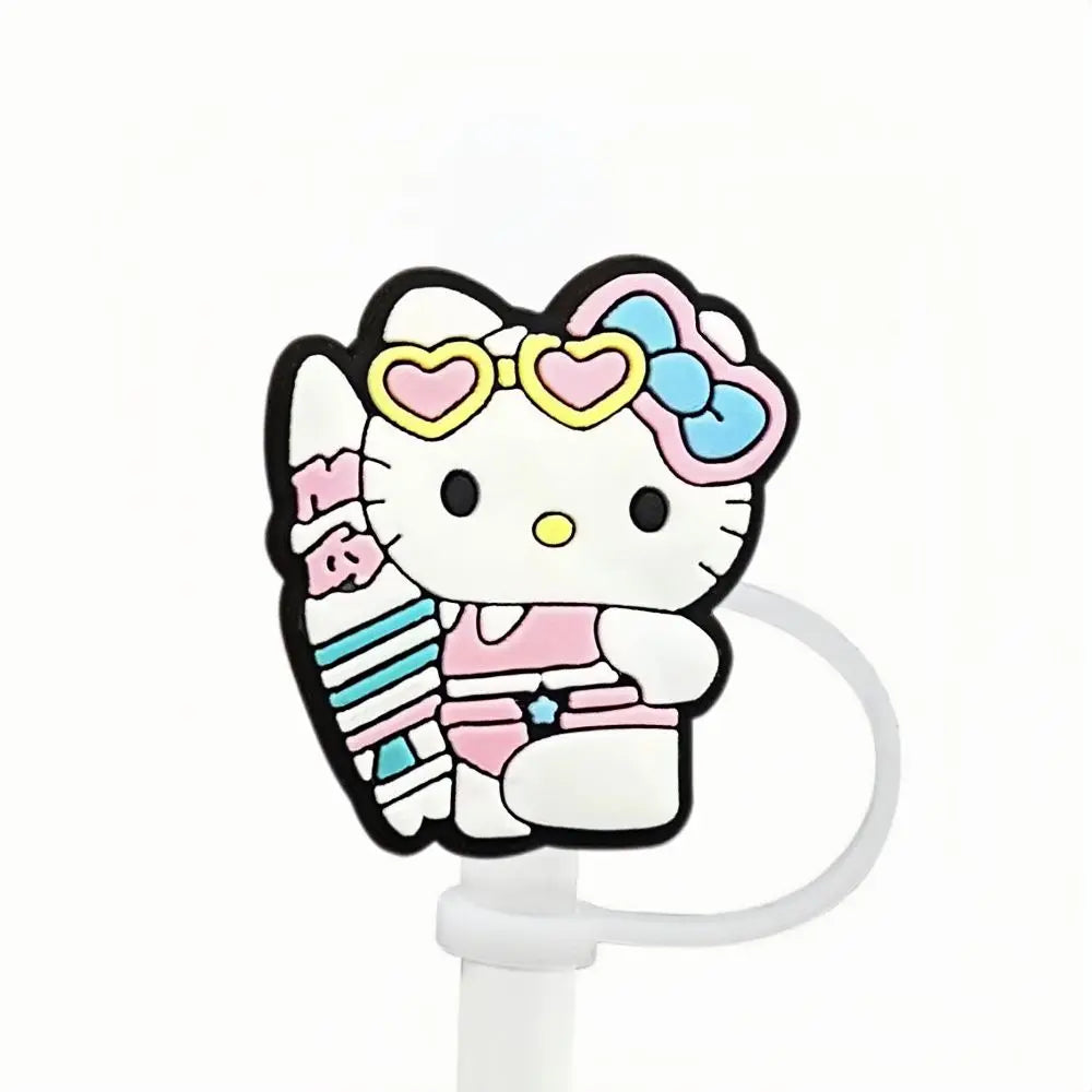 Hello Kitty Straw Cover Cap - 10MM Reusable Silica Gel Plug