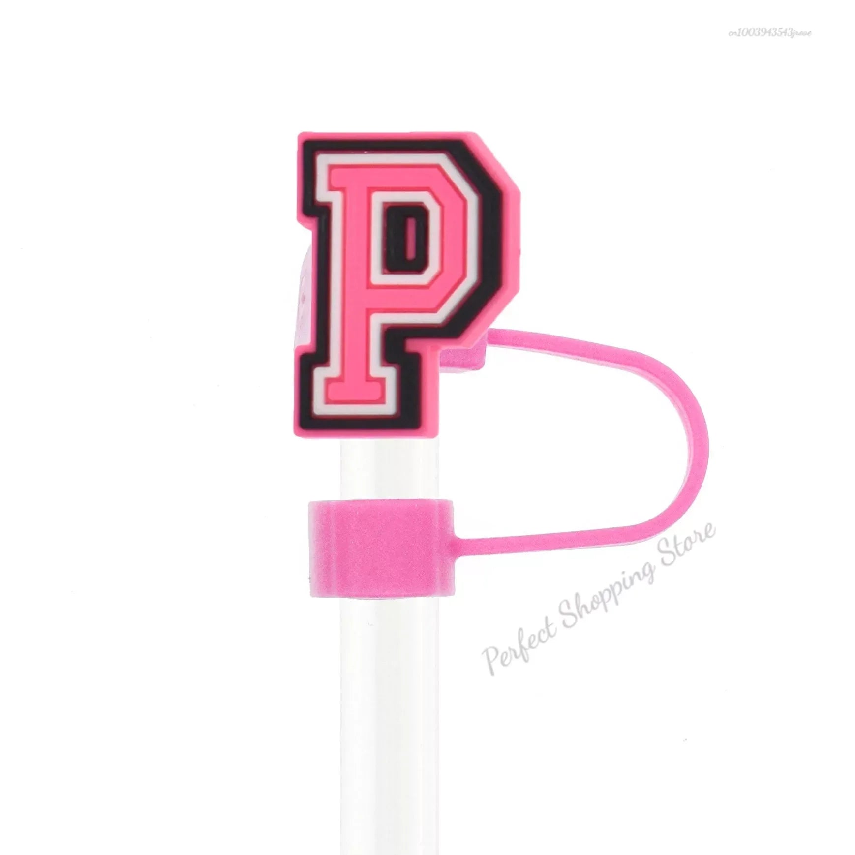 1-26pcs Pink Letter Straw Covers - 10MM, Reusable, Splash Proof