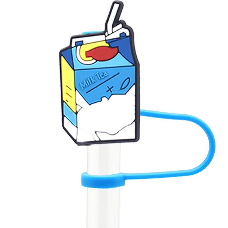 1pc Fast Food Candy PVC Straw Topper - Snack, Ice Cream, Juice, Bread Charms