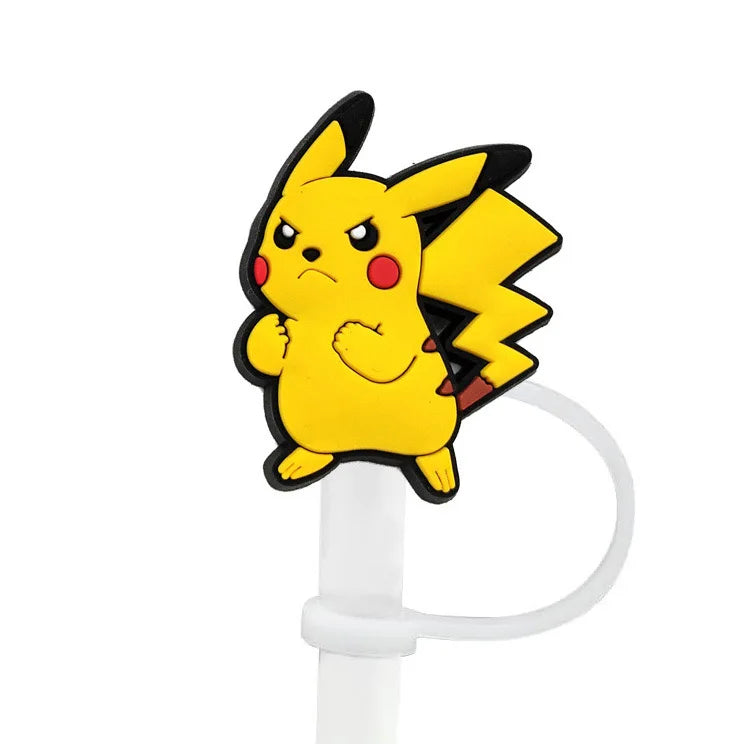 12pcs Pokémon Straw Covers - 10mm, Reusable, Dust-Proof, Fits 30-40Oz Cups