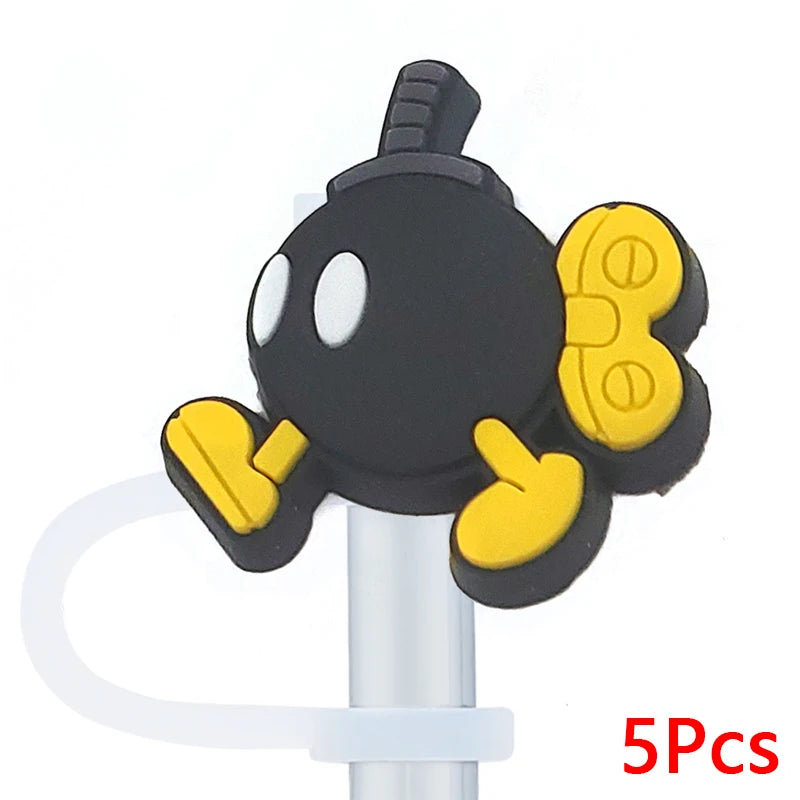 4 Pack Cute Cartoon Silicone Straw Covers