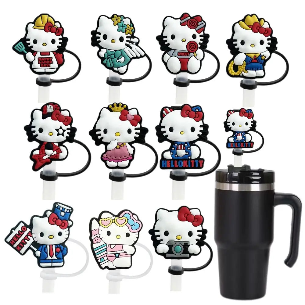 Hello Kitty Straw Cover Cap - 10MM Reusable Silica Gel Plug