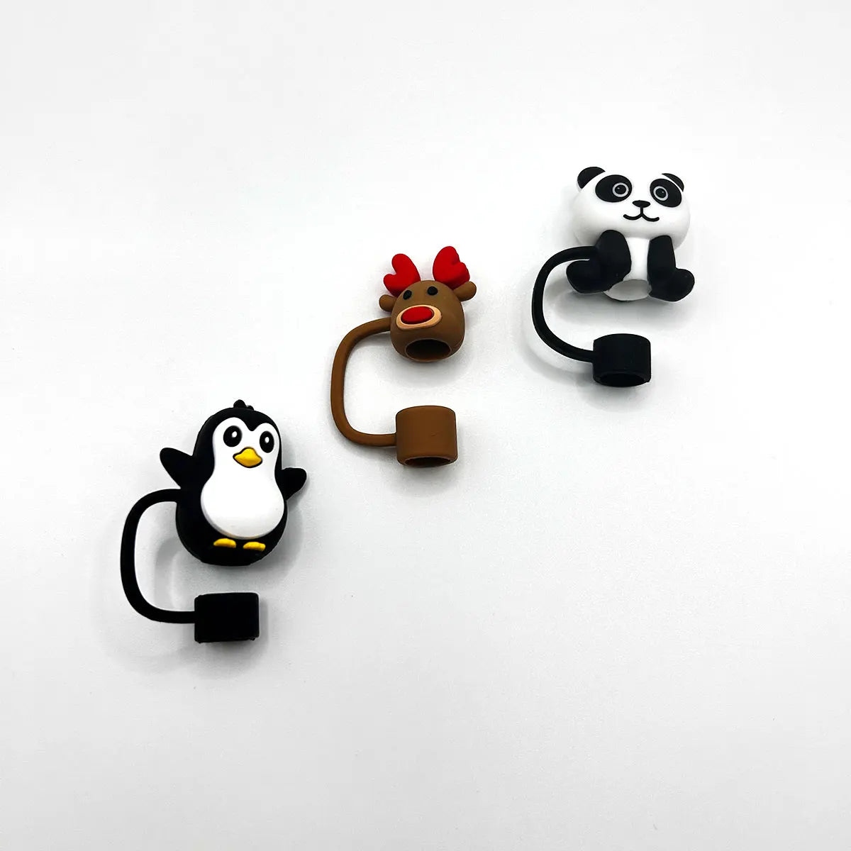 Food Grade Silicone Straw Cover - Panda, Penguin, Deer