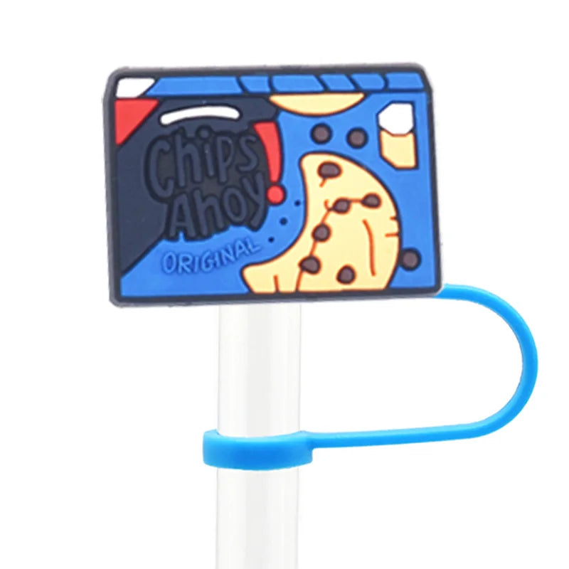 1pc Food Cookie Straw Topper - PVC, Silicone, Snack Charms