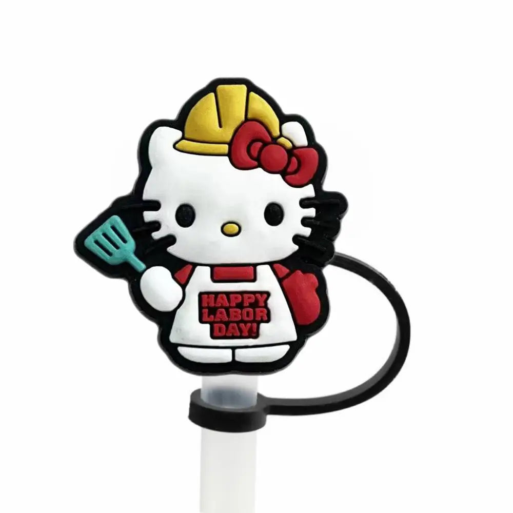 Hello Kitty Straw Cover Cap - 10MM Reusable Silica Gel Plug