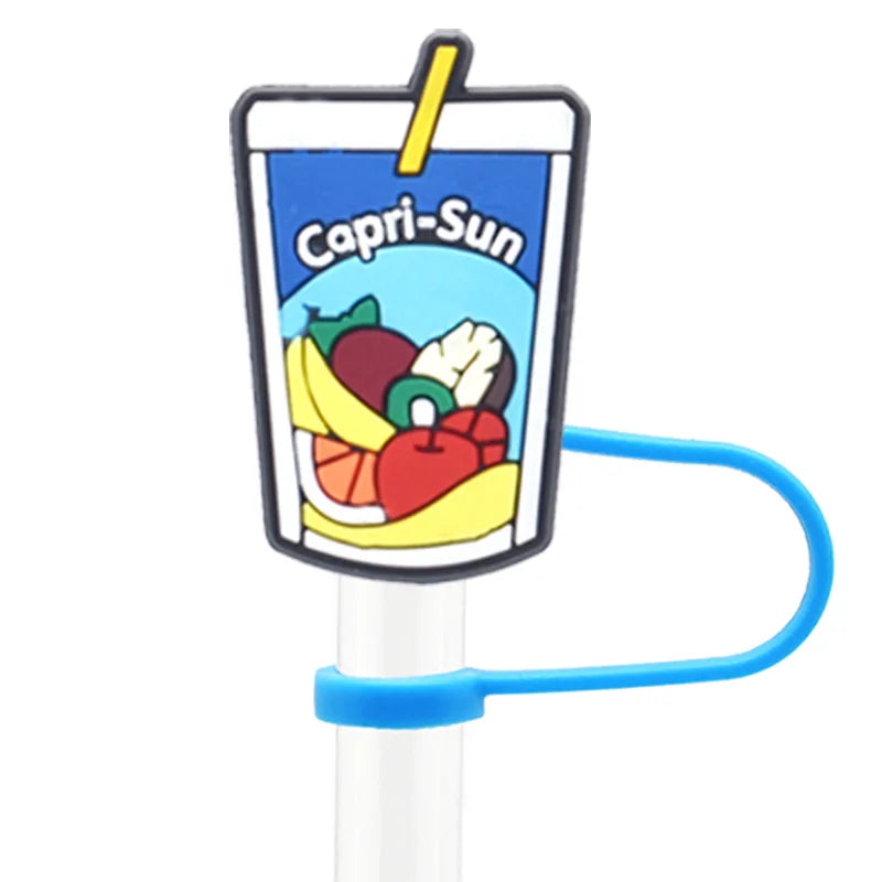 1pc Fast Food Candy PVC Straw Topper - Snack, Ice Cream, Juice, Bread Charms