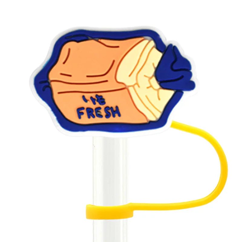 1pc Fast Food Candy PVC Straw Topper - Snack, Ice Cream, Juice, Bread Charms