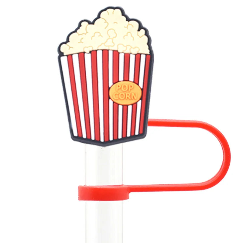 1pc Fast Food Candy PVC Straw Topper - Snack, Ice Cream, Juice, Bread Charms