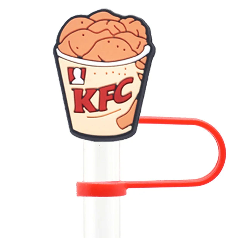 1pc Fast Food Candy PVC Straw Topper - Snack, Ice Cream, Juice, Bread Charms