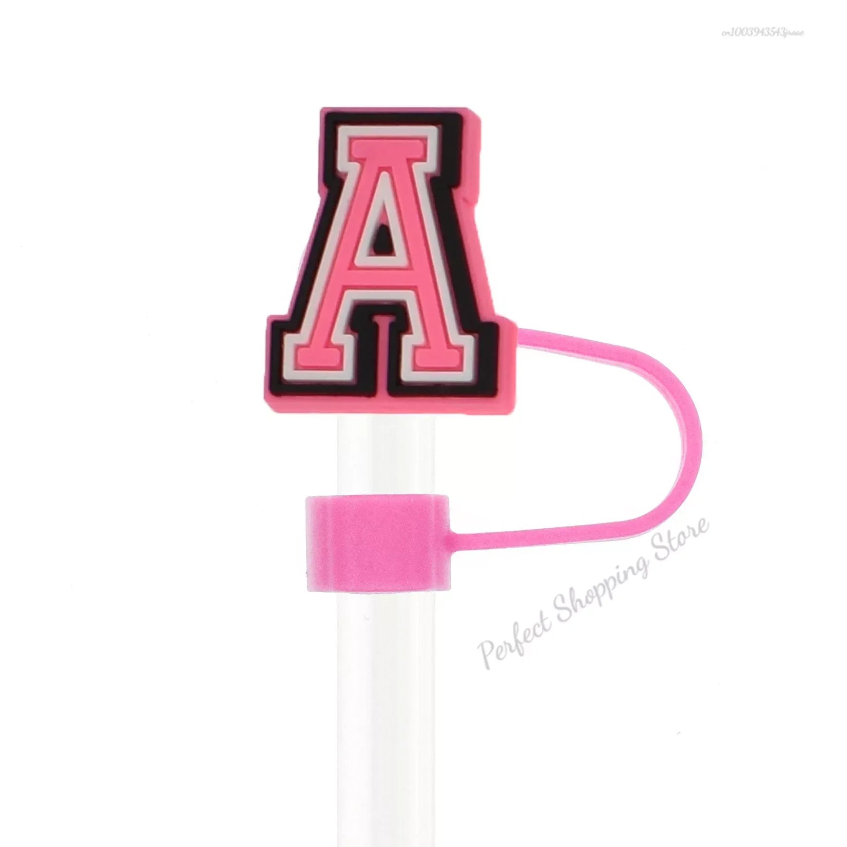 1-26pcs Pink Letter Straw Covers - 10MM, Reusable, Splash Proof