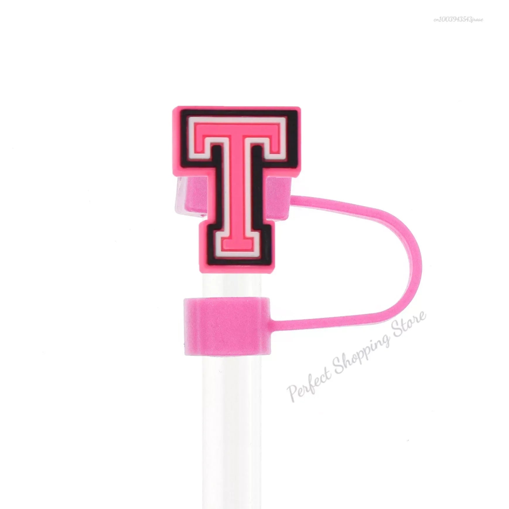 1-26pcs Pink Letter Straw Covers - 10MM, Reusable, Splash Proof