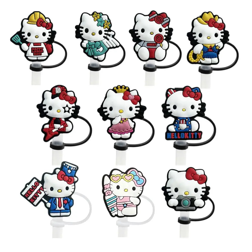 Hello Kitty Straw Cover Cap - 10MM Reusable Silica Gel Plug