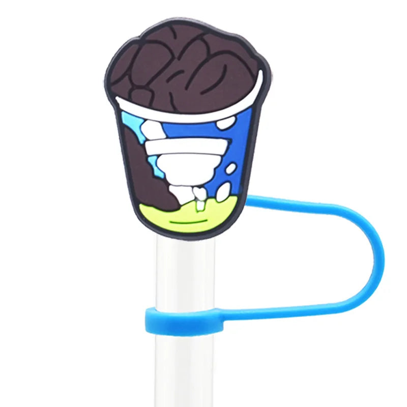 1pc Food Cookie Straw Topper - PVC, Silicone, Snack Charms