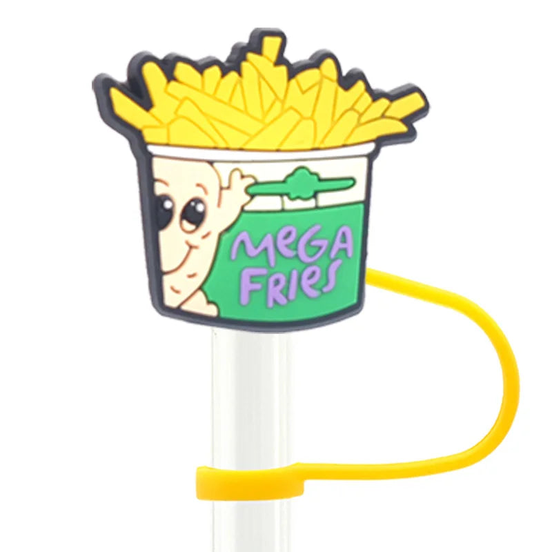 1pc Fast Food Candy PVC Straw Topper - Snack, Ice Cream, Juice, Bread Charms