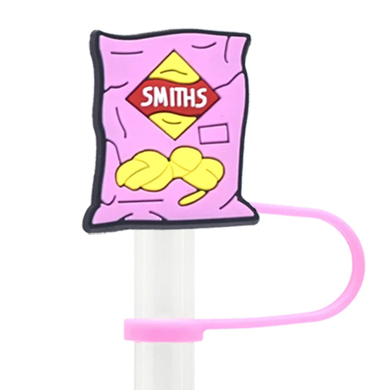 1pc Food Cookie Straw Topper - PVC, Silicone, Snack Charms